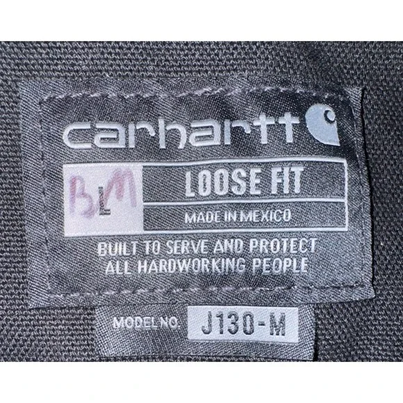 Carhartt Black Full Zip Quilted Lined Hooded Work Jacket Men Size‎ Medium